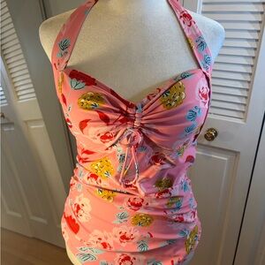 Pink Floral Halter Swimsuit